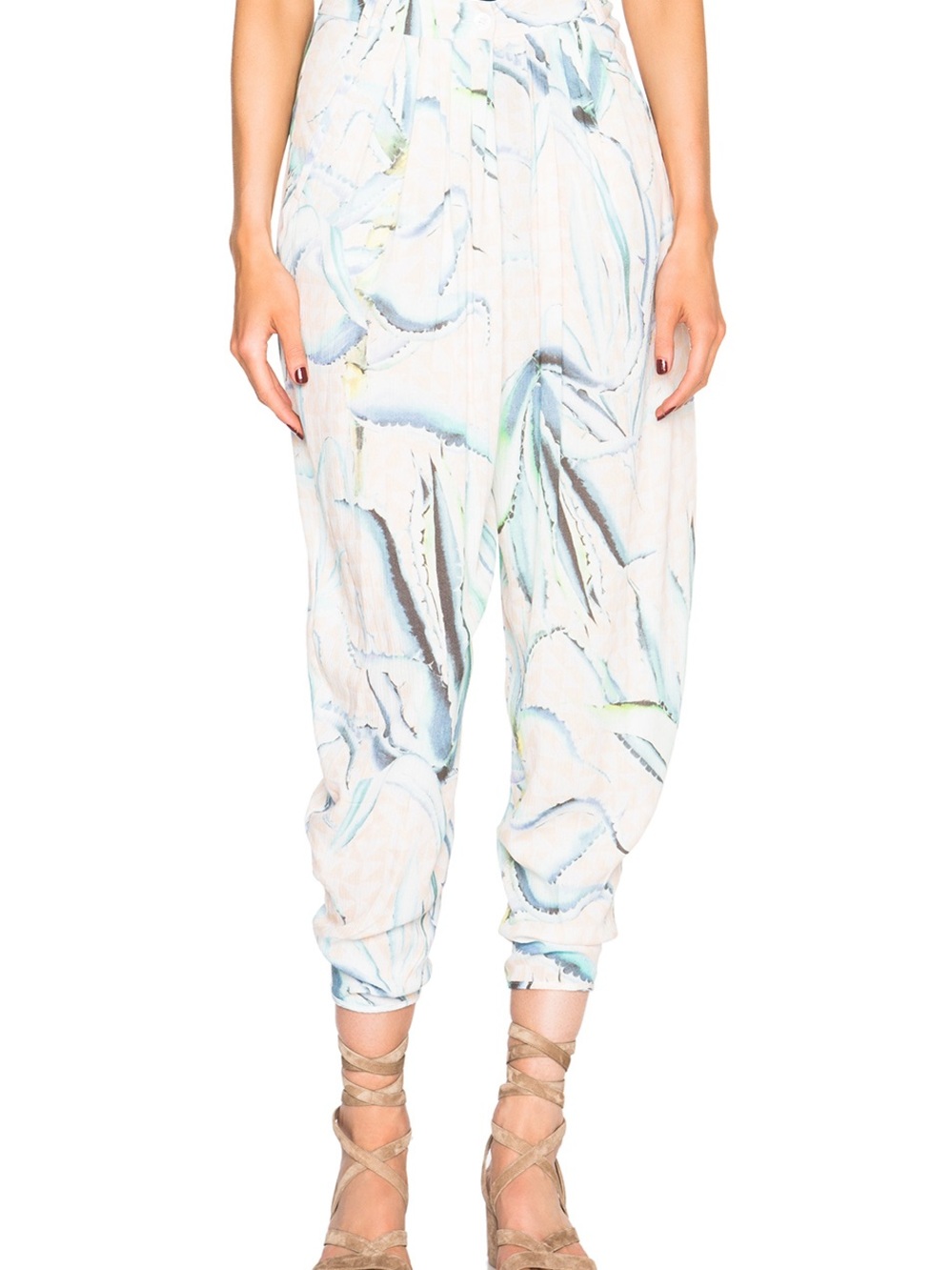 MARA HOFFMAN Draped Pants 94830 Aloe Pastel Agave Botanical Harem 6